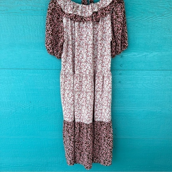 CLEARANCE PRARIE DRESS FLORAL TIERED RUFFLE MIDI SKIRT WITH BELT POCKETS SMALL - Picture 3 of 6